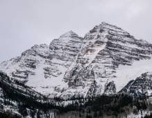 Maroon Bells with snow on them